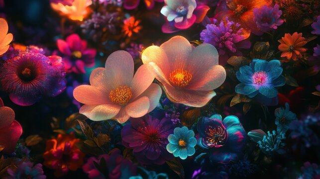 Illustration de fleurs vibrantes et color&eacute;es