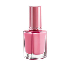 bottle of pink nail polish isolated on transparent background 