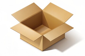 mockup empty open cardboard box isolated on white