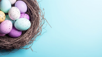 Aesthetic Easter Egg Still Life in Soft Pastel Colors on a Clean Surface: Perfect for Greeting Cards and Festive Campaigns