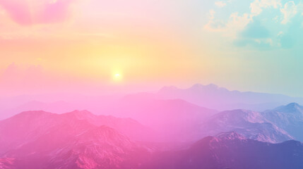 Obraz premium Colorful sunset over majestic mountain range with vibrant sky