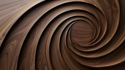 Fototapeta premium Swirling Patterns of Rich Brown Wood Grain in Spiral Design