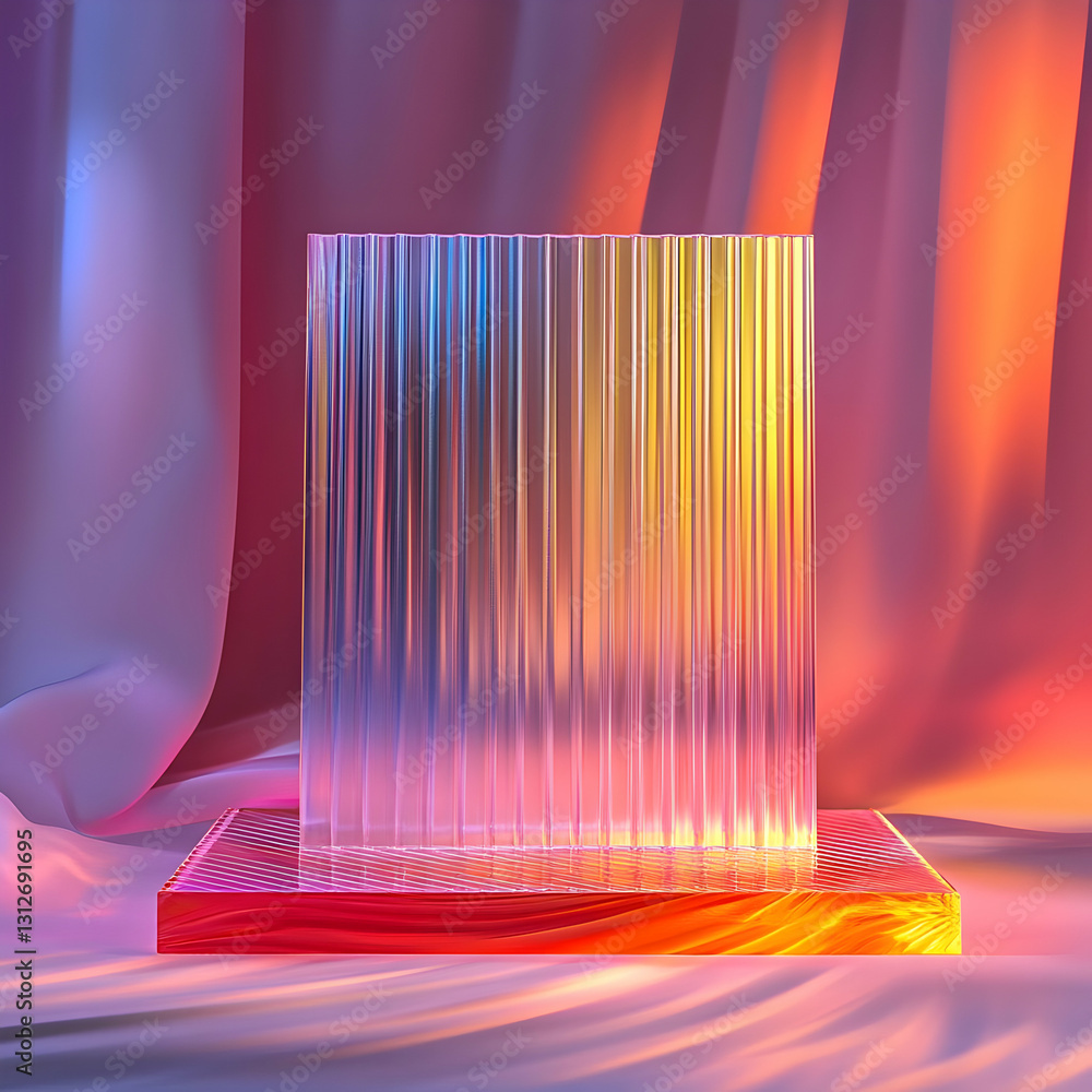 Poster abstract glass art with colorful gradient background display