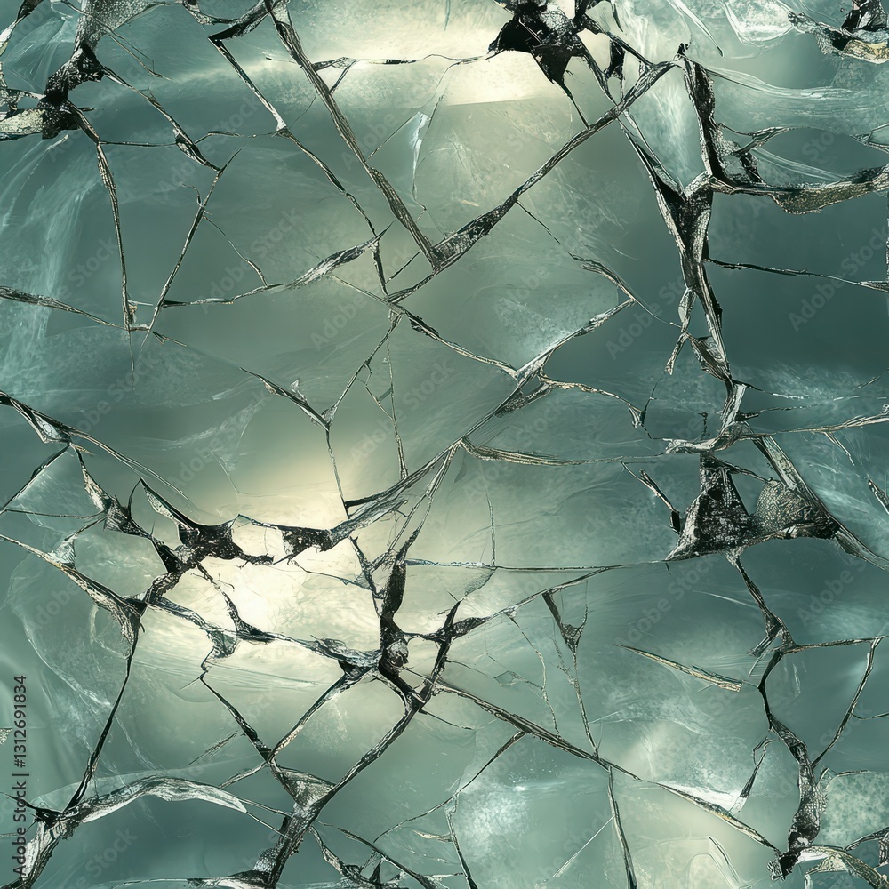 Aufkleber shattered reflections: an abstract image showcasing a network of fractured lines across a surface, w