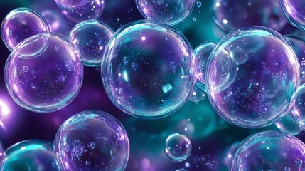 vibrant purple and teal abstract background with overlapping floating bubbles and soft gradients, sleek and futuristic, playful and artistic design