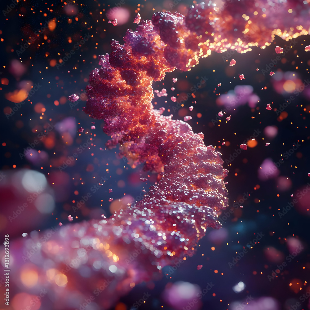 Poster swirling particles in a colorful abstract background design