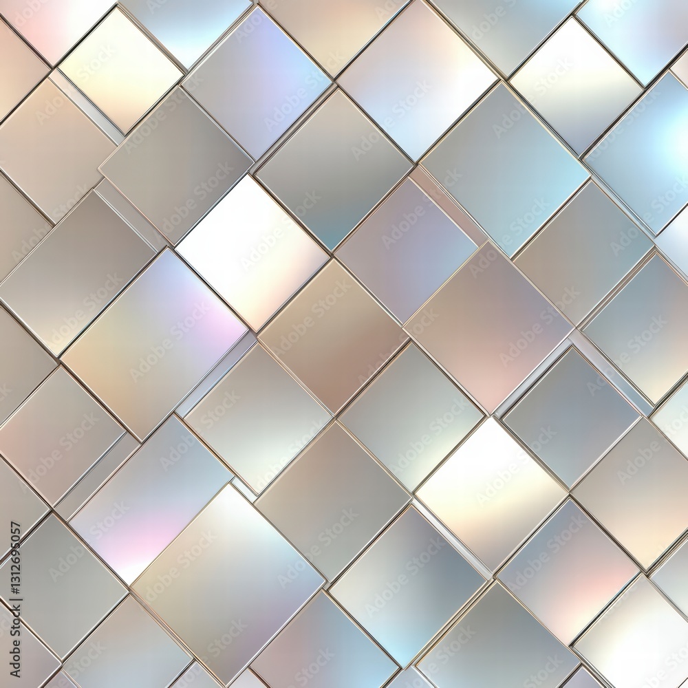 Aufkleber geometric shimmer: an intricate arrangement of iridescent tiles, reflecting light and creating a cap