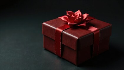 Leather-bound wooden gift box on black background, present, luxurious