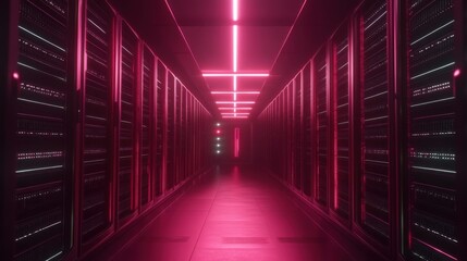 Fototapeta premium Serveurs futuristes néon rose