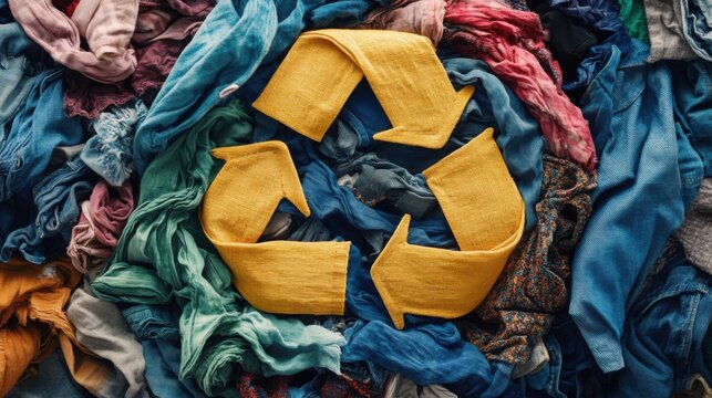 Symboles de recyclage et v&ecirc;tements color&eacute;s