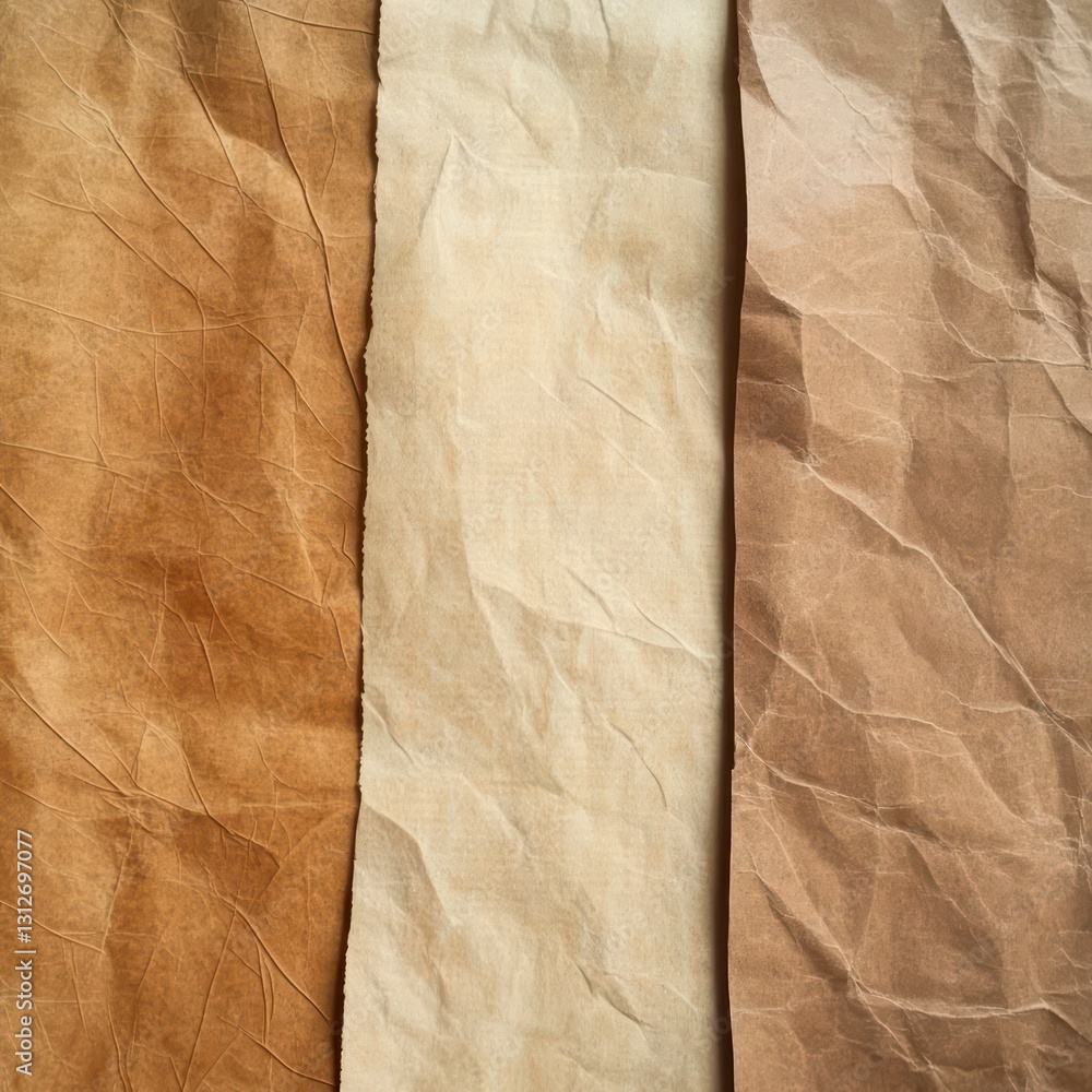 Poster textured papers: three vertical strips of textured paper, each in a different shade of brown, create