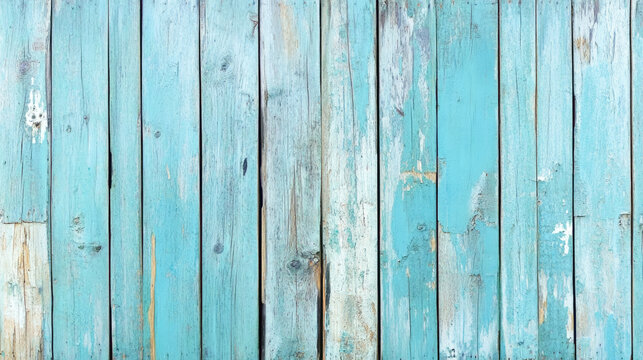 Weathered blue wooden planks with peeling paint for rustic background