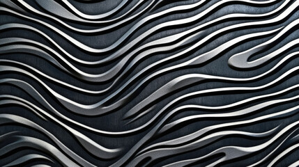 Obraz premium Abstract black and white wave pattern with textured surfaces