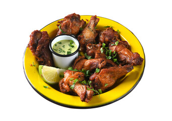 fried chicken seasoned with herbs herb sauce mayonnaise tasty food image