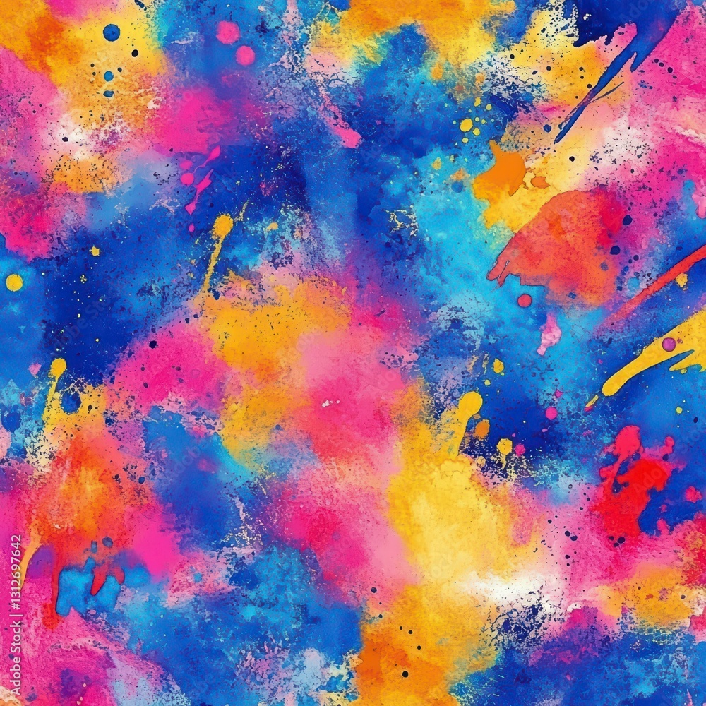 Poster explosive colors: an abstract art piece explodes with a vibrant array of colors in a dynamic, splatt