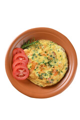 egg omelette with herbs and tomato sausage tasty and healthy food street food carbohydrate bar image