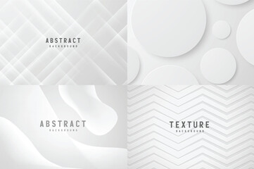 White Abstract Backgrounds Geometric, Circles, Waves, Zigzags for Design