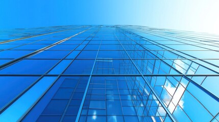 Modern Glass Skyscraper Reflecting a Bright Blue Sky