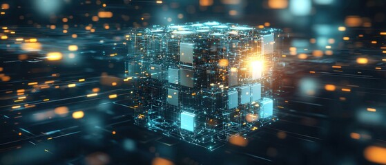 Obraz premium Digital Cube: Abstract Representation of Data and Technology