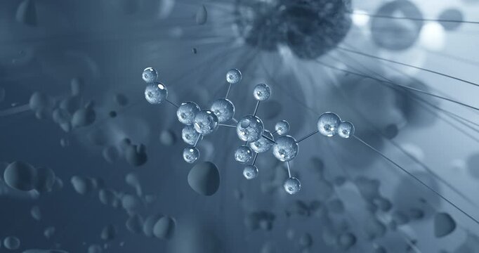 Looped video of Hydroxyproline, amino acid, rotating molecular 3D ball-and-stick model