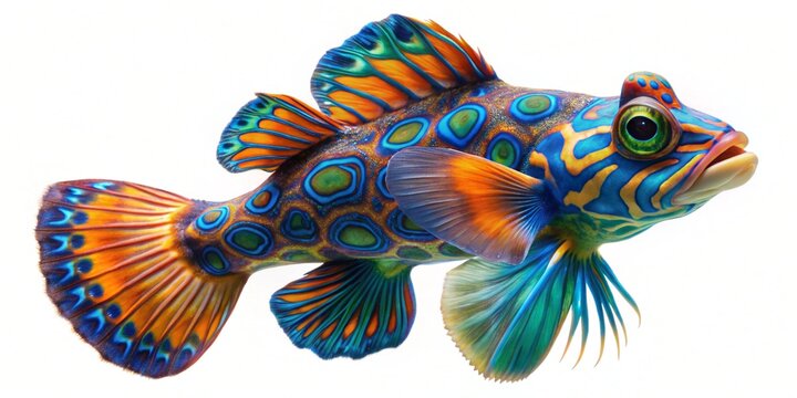 mandarin dragonet fish isolated on white background