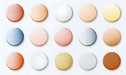 Obraz premium Colorful Round Discs in a Grid Pattern on a Studio Background