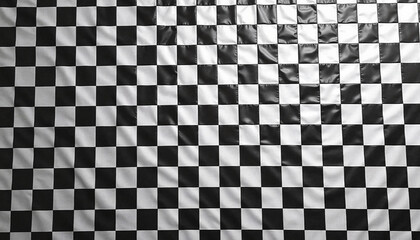 Fototapeta premium Checkerboard pattern in black and white with distinct squares from a top view