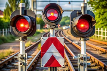 closeup of level crossing lights