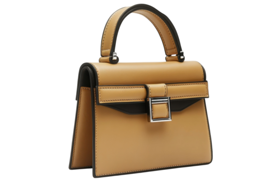 Stylish leather handbag in a modern design with a structured shape and a chic handle