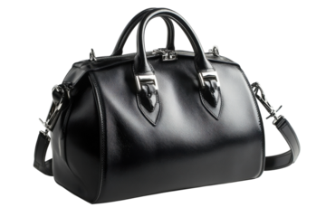 Elegant black handbag displayed on a clean white background showcasing its stylish design and high-quality materials