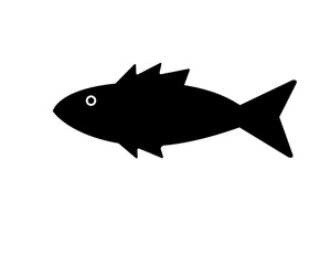 Fish. Black vector small fish silhouette for logo or pictogram. Fish - a sign or icon for corporate identity.	