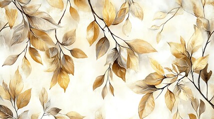 Watercolor painting of autumn leaves