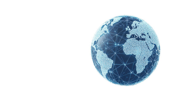Rotating globe showing interconnected world on transparent background