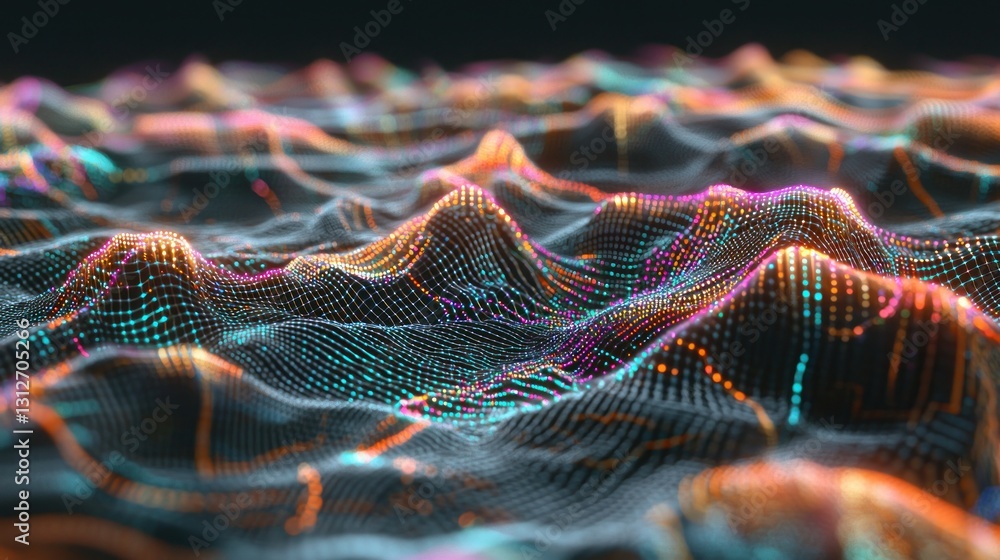 Aufkleber abstract colorful digital landscape: a vibrant 3d render of data visualization