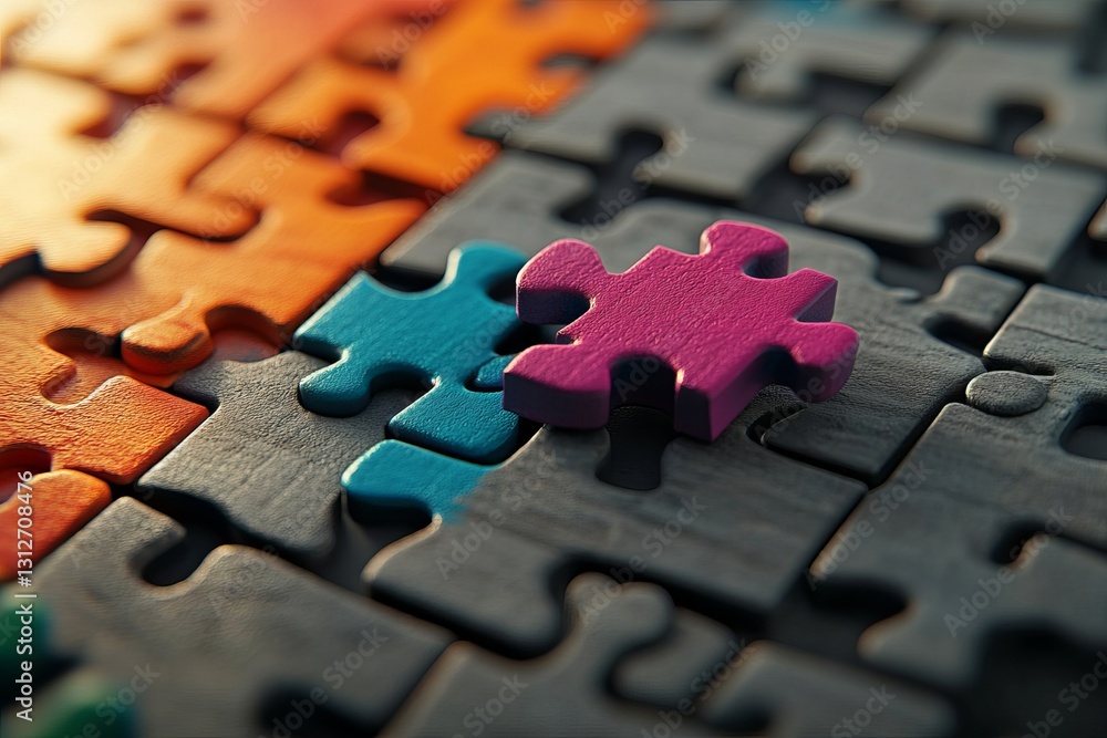 Poster colorful puzzle pieces abstract background image modern design solution teamwork concept creative pr