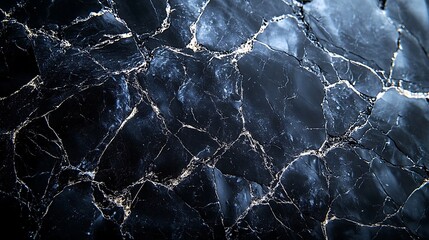 Obraz premium Abstract Dark Blue Black Marble Texture with White Cracks