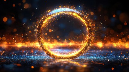 Abstract glowing ring digital art, vibrant colors,  use in website design or advertising