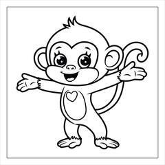Obraz premium Monkey coloring page outline