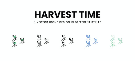 Harvest Time vector icons set stock illustration.