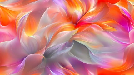 Seamless pattern with colorful abstract fluid texture with smooth flowing shapes in warm hues of orange, pink, and purple on a soft gradient background