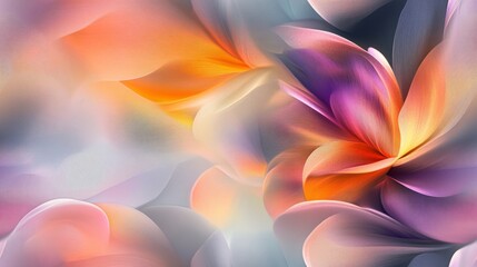 Seamless pattern with colorful abstract fluid texture with smooth flowing shapes in warm hues of orange, pink, and purple on a soft gradient background