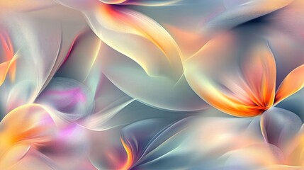 Seamless pattern with elegant abstract floral artwork with delicate flowing lines and soft pastel colors on a light background. Concept of beauty and nature