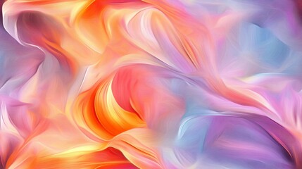 Seamless pattern with colorful abstract fluid texture with smooth flowing shapes in warm hues of orange, pink, and purple on a soft gradient background