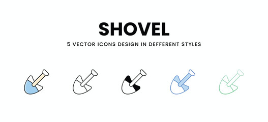 Shovel vector icons set stock illustration.