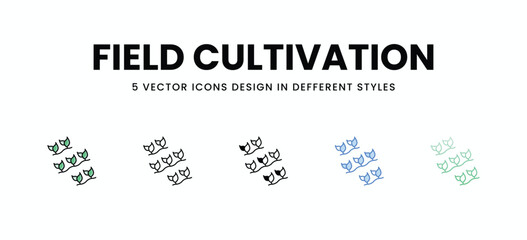 Field Cultivation vector icons set stock illustration.