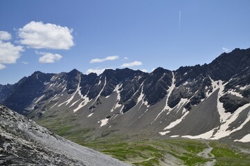mountain landscape, tour of the Ecrins and Oisans Massif, hiking, trek, GR54, Alps, France, summer, holidays.