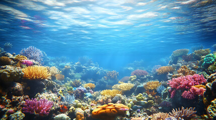 Fototapeta premium Vibrant Underwater Coral Reef Scene