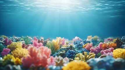 Fototapeta premium Vibrant Underwater Coral Reef Scene