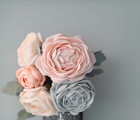 Fototapeta premium Romantic bouquet of voluminous flowers with porcelain effect for blogs, branding, premium packaging and interior solutions.