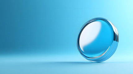 Abstract Blue Glass Orb on Light Blue Background